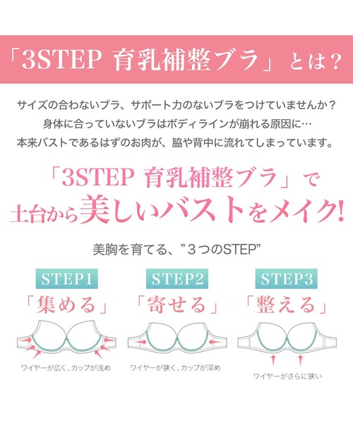 BRADELIS NEWYORK(ブラデリスニューヨーク)の「ジャスミンステップ1ブラ25S1 ブラデリス 育乳補正 補正下着(ブラジャー・レディース・ブラック/ピンク/ホワイト・B70/B75/C65/C70/C75/D65/E65/E75/F65/F70/D75/E70/D70/F75)」の7枚目の写真