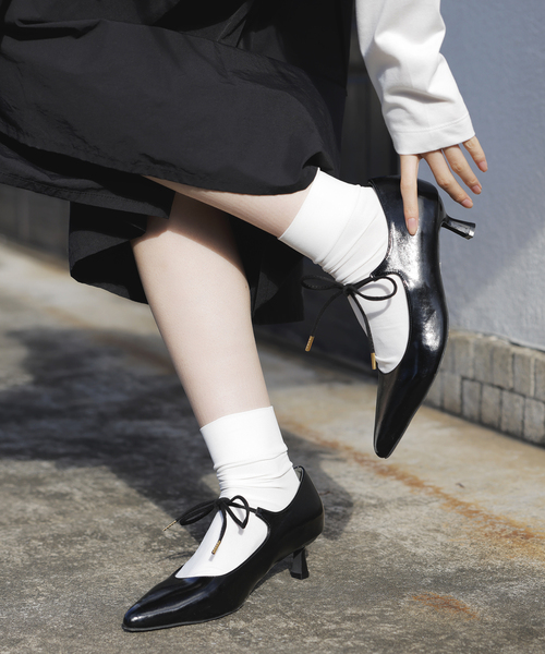 Juze（ジュゼ）の「リボンヒールパンプス（パンプス・レディース・シルバー/ブラック/ピンク・S/M/L）」の2枚目の写真