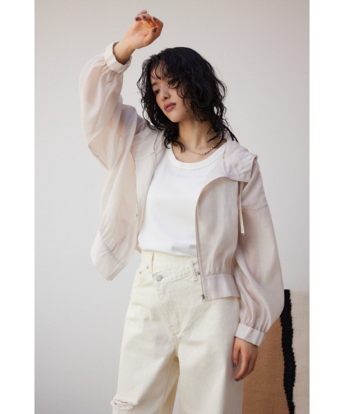 本日で削除しますm(_ _)m Mal. シアーブルゾン ホワイト シアーフーディーブルゾン（ブルゾン）｜AZUL BY MOUSSY
