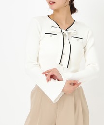 MISCH MASCH | 配色ボウタイビジューニット(ニット/セーター)