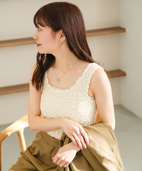 Kastane(カスタネ)の「*シャーリングタンク(タンクトップ・レディース・アイボリー/ピンク/ブルー・FREE)」の11枚目の写真