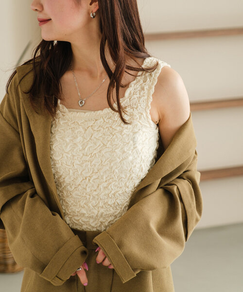 Kastane(カスタネ)の「*シャーリングタンク(タンクトップ・レディース・アイボリー/ピンク/ブルー・FREE)」の16枚目の写真