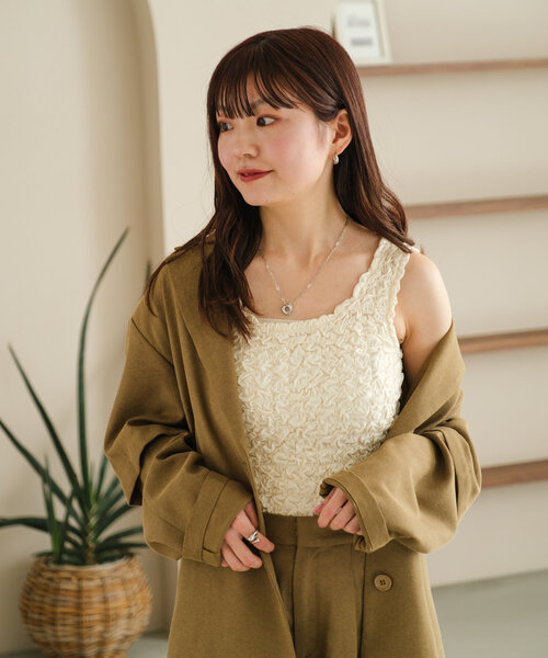 Kastane(カスタネ)の「*シャーリングタンク(タンクトップ・レディース・アイボリー/ピンク/ブルー・FREE)」の17枚目の写真