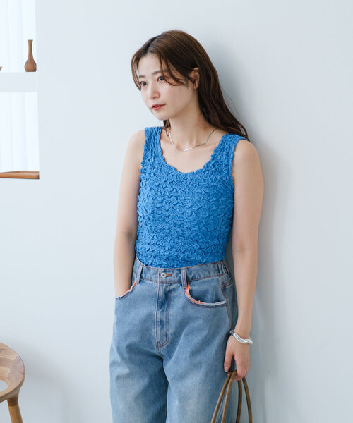 Kastane(カスタネ)の「*シャーリングタンク(タンクトップ・レディース・アイボリー/ピンク/ブルー・FREE)」の18枚目の写真