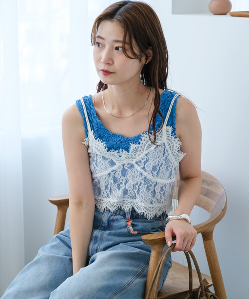 Kastane(カスタネ)の「*シャーリングタンク(タンクトップ・レディース・アイボリー/ピンク/ブルー・FREE)」の21枚目の写真