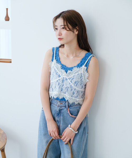 Kastane(カスタネ)の「*シャーリングタンク(タンクトップ・レディース・アイボリー/ピンク/ブルー・FREE)」の22枚目の写真