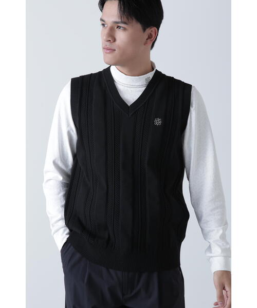St ANDREWS(セントアンドリュース)の「【St ANDREWS】12G V地柄 Vネックニットベストプルオーバー (MENS)(ニット/セーター・メンズ・ブラック/ホワイト・M/L/LL)」の2枚目の写真