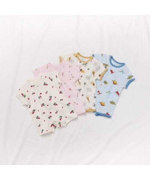 apres les cours（アプレレクール）の「【WEB限定】ワッフルロンパス（ロンパース・キッズ・アイボリー/キナリ/ピンク/サックスブルー・80/70/60）」の6枚目の写真