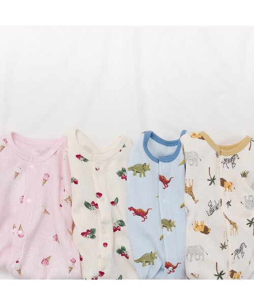 apres les cours（アプレレクール）の「【WEB限定】ワッフルロンパス（ロンパース・キッズ・アイボリー/キナリ/ピンク/サックスブルー・80/70/60）」の7枚目の写真