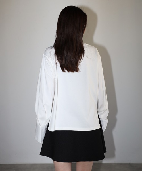 ENC(エンク)の「sleeve switch tops / 袖切替ロンT(シャツ/ブラウス・レディース・オフホワイト/ライトブルー・FREE)」の22枚目の写真