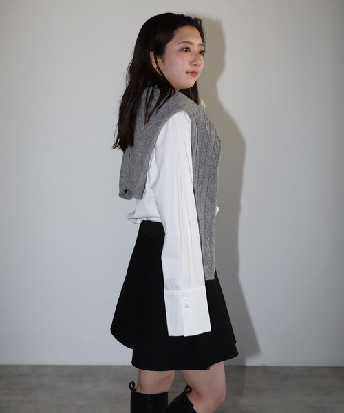 ENC(エンク)の「sleeve switch tops / 袖切替ロンT(シャツ/ブラウス・レディース・オフホワイト/ライトブルー・FREE)」の14枚目の写真