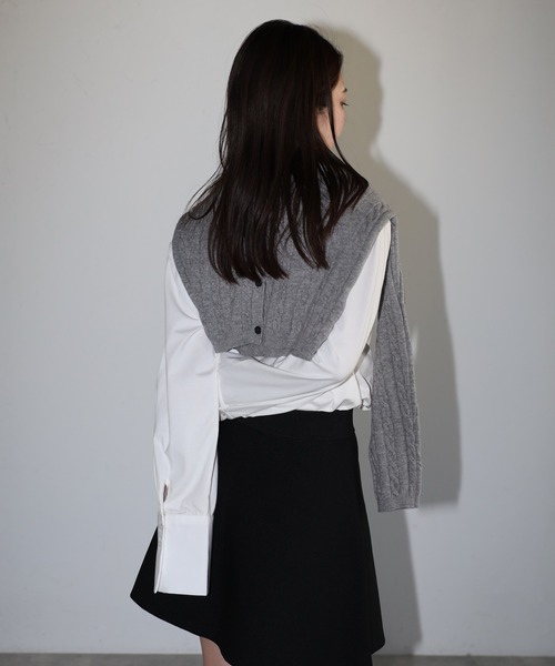 ENC(エンク)の「sleeve switch tops / 袖切替ロンT(シャツ/ブラウス・レディース・オフホワイト/ライトブルー・FREE)」の16枚目の写真