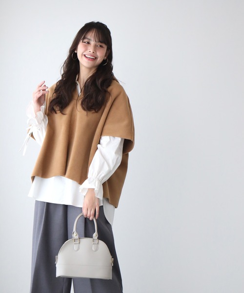 Ehre style（エーレスタイル）の「軽コートいらず！大人ラフベスト重ね着に最適！（ベスト・レディース・ブラック/ベージュ/キャメル・FREE）」の16枚目の写真