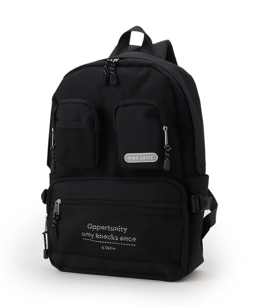 PINK-latte（ピンクラテ）の「【本体容量約14L】Wポケットリュック（バックパック/リュック・キッズ・ライトパープル/ブラック/アイボリー・00）」の7枚目の写真