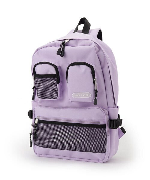 PINK-latte（ピンクラテ）の「【本体容量約14L】Wポケットリュック（バックパック/リュック・キッズ・ライトパープル/ブラック/アイボリー・00）」の8枚目の写真