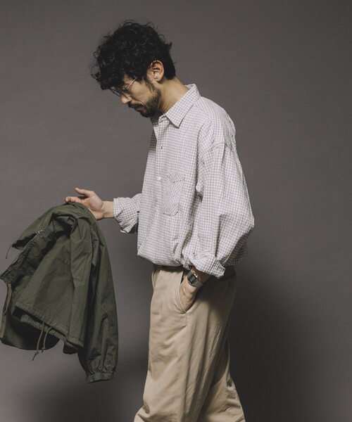 HINSON(ヒンソン)の「HINSON/ヒンソン レギュラーカラー ロングスリーブチェックシャツ/シワ加工/リラックスフィット(シャツ/ブラウス・メンズ・サックスブルー/グレー/オフホワイト・LARGE/MEDIUM)」の6枚目の写真