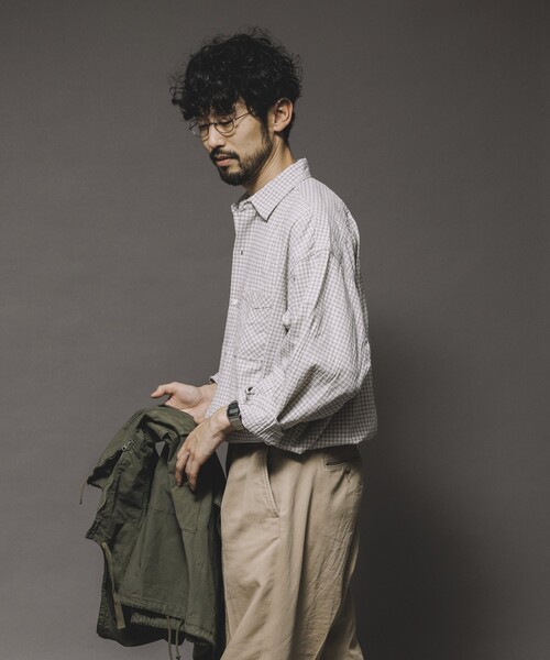 HINSON(ヒンソン)の「HINSON/ヒンソン レギュラーカラー ロングスリーブチェックシャツ/シワ加工/リラックスフィット(シャツ/ブラウス・メンズ・サックスブルー/グレー/オフホワイト・LARGE/MEDIUM)」の7枚目の写真