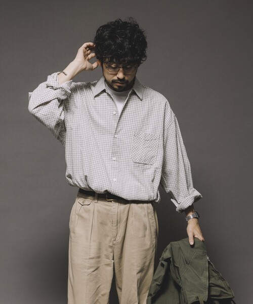 HINSON(ヒンソン)の「HINSON/ヒンソン レギュラーカラー ロングスリーブチェックシャツ/シワ加工/リラックスフィット(シャツ/ブラウス・メンズ・サックスブルー/グレー/オフホワイト・LARGE/MEDIUM)」の10枚目の写真