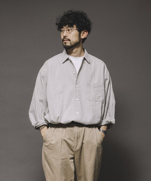 HINSON(ヒンソン)の「HINSON/ヒンソン レギュラーカラー ロングスリーブチェックシャツ/シワ加工/リラックスフィット(シャツ/ブラウス・メンズ・サックスブルー/グレー/オフホワイト・LARGE/MEDIUM)」の11枚目の写真