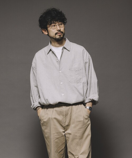 HINSON(ヒンソン)の「HINSON/ヒンソン レギュラーカラー ロングスリーブチェックシャツ/シワ加工/リラックスフィット(シャツ/ブラウス・メンズ・サックスブルー/グレー/オフホワイト・LARGE/MEDIUM)」の12枚目の写真