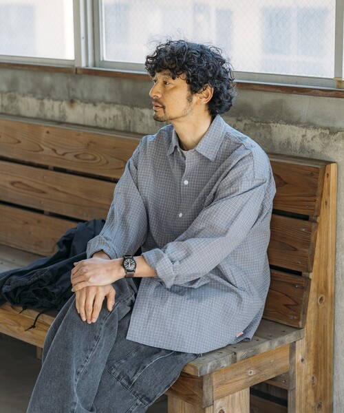 HINSON(ヒンソン)の「HINSON/ヒンソン レギュラーカラー ロングスリーブチェックシャツ/シワ加工/リラックスフィット(シャツ/ブラウス・メンズ・サックスブルー/グレー/オフホワイト・LARGE/MEDIUM)」の16枚目の写真