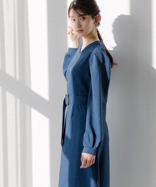 slattgir(スラットジール)の「高身長 ティアードマーメイドワンピース(共布ベルト付き)(トールサイズ)fifiean(ワンピース・レディース・グレイッシュベージュ/ネイビー・M/L/LL/3L)」の21枚目の写真