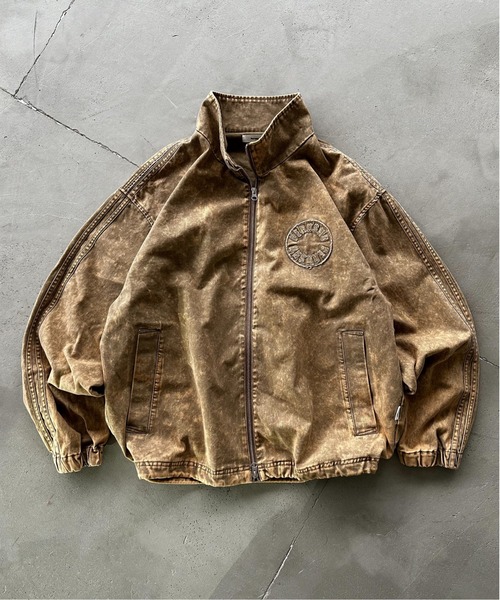 Perushu(ペルーシュ)の「vintage like stand collar track blouson ビンテージライクスタンドカラートラックブルゾン(ブルゾン・メンズ・ブラック/カーキ/ベージュ・MEDIUM/LARGE)」の2枚目の写真