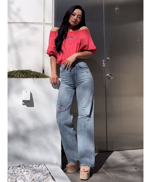 GYDA（ジェイダ）の「superハイウエストDAMAGEストレートデニムパンツ（デニムパンツ・レディース・ライトブルー/グレー・MEDIUM/SMALL）」の20枚目の写真