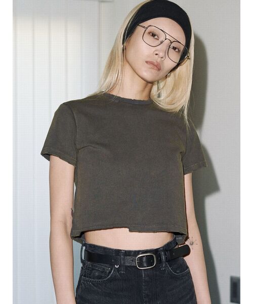 tシャツ 「VEQUM」DAMAGE CROPPED T SHIRT レディース セール】【VEQUM】DAMAGE CROPPED T SHIRT（Tシャツ/カットソー