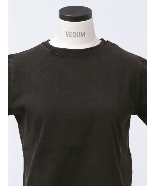 VEQUM（VEQUM）の「【VEQUM】DAMAGE CROPPED T SHIRT（Tシャツ/カットソー・レディース・ホワイト/カーキ/ブラック/ネイビー・FREE）」の12枚目の写真