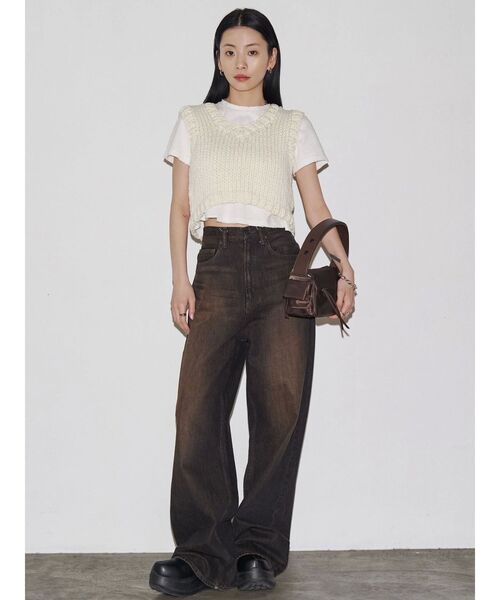 tシャツ 「VEQUM」DAMAGE CROPPED T SHIRT レディース セール】【VEQUM】DAMAGE CROPPED T SHIRT（Tシャツ/カットソー