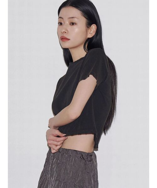 セール】【VEQUM】DAMAGE CROPPED T SHIRT（Tシャツ/カットソー