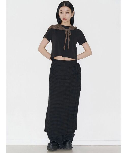 VEQUM（VEQUM）の「【VEQUM】DAMAGE CROPPED T SHIRT（Tシャツ/カットソー・レディース・ホワイト/カーキ/ブラック/ネイビー・FREE）」の16枚目の写真