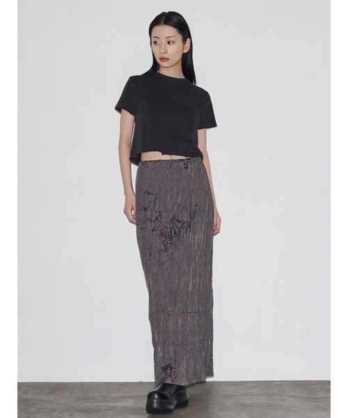 VEQUM（VEQUM）の「【VEQUM】DAMAGE CROPPED T SHIRT（Tシャツ/カットソー・レディース・ホワイト/カーキ/ブラック/ネイビー・FREE）」の8枚目の写真