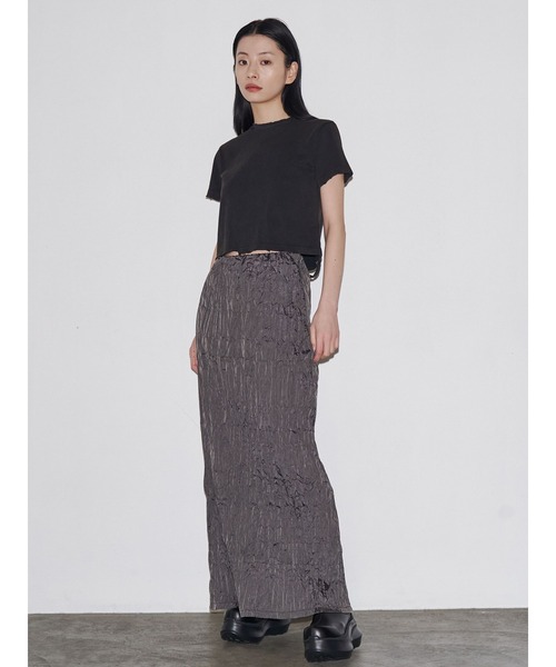 VEQUM（VEQUM）の「【VEQUM】DAMAGE CROPPED T SHIRT（Tシャツ/カットソー・レディース・ホワイト/カーキ/ブラック/ネイビー・FREE）」の9枚目の写真