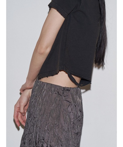 VEQUM（VEQUM）の「【VEQUM】DAMAGE CROPPED T SHIRT（Tシャツ/カットソー・レディース・ホワイト/カーキ/ブラック/ネイビー・FREE）」の7枚目の写真