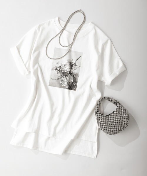 STRAWBERRY-FIELDS(ストロベリーフィールズ)の「C/PオオリジナルプリントTシャツ(Tシャツ/カットソー・レディース・ベージュ/ホワイト・2)」の2枚目の写真