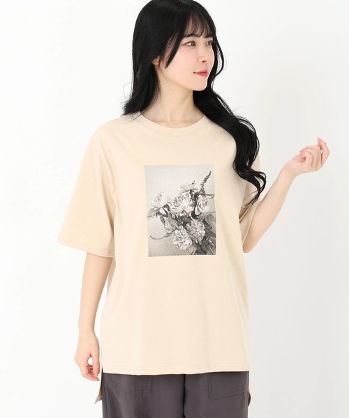 STRAWBERRY-FIELDS(ストロベリーフィールズ)の「C/PオオリジナルプリントTシャツ(Tシャツ/カットソー・レディース・ベージュ/ホワイト・2)」の5枚目の写真