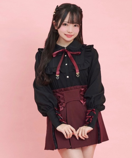 Secret Honey(シークレットハニー)の「カフス3連リボンヨークフリルブラウス(シャツ/ブラウス・レディース・ホワイト×ブラック/ブラック/オフホワイト・MEDIUM)」の19枚目の写真