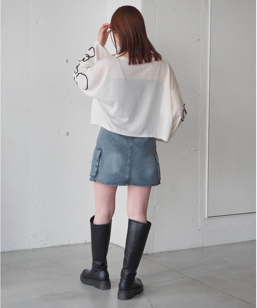 ニット セーター コード刺繍シアーニットプルオーバー レディース tiptop ニット セーター コード刺繍シアーニットプルオーバー