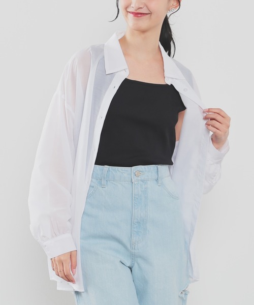 ブラウス シャツ 「セットアイテム」シアーシャツ＋タンクトップ レディース AS KNOW ブラウス シャツ ○シアーシャツとタンクトップ 2点
