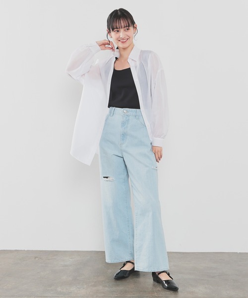 Honeys（ハニーズ）の「タンクトップ付きシアーシャツセット（シャツ/ブラウス・レディース・ホワイト/ホワイト×ネイビー/パープル/ホワイト×ブルー/オリーブ/ピンク系その他/ブルー系その他3・L/LL/M/S）」の13枚目の写真