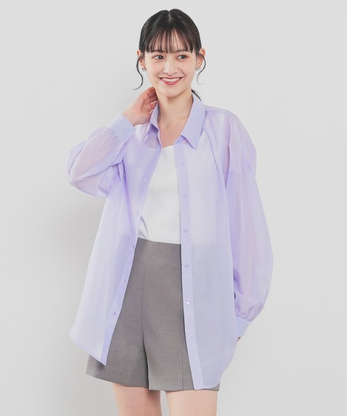 Honeys（ハニーズ）の「タンクトップ付きシアーシャツセット（シャツ/ブラウス・レディース・ホワイト/ホワイト×ネイビー/パープル/ホワイト×ブルー/オリーブ/ピンク系その他/ブルー系その他3・L/LL/M/S）」の18枚目の写真
