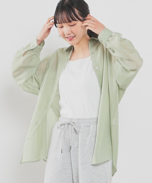 Honeys（ハニーズ）の「タンクトップ付きシアーシャツセット（シャツ/ブラウス・レディース・ホワイト/ホワイト×ネイビー/パープル/ホワイト×ブルー/オリーブ/ピンク系その他/ブルー系その他3・L/LL/M/S）」の21枚目の写真