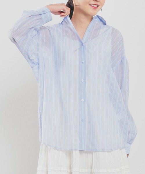 ブラウス シャツ 「セットアイテム」シアーシャツ＋タンクトップ レディース fr961579.jpg