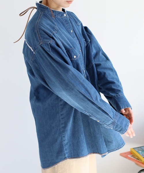 cepo(セポ)の「〈セットアップ対応〉リメイクデニムバンドカラーシャツ(シャツ/ブラウス・レディース・ブルー系3/ブルー系2・M)」の18枚目の写真
