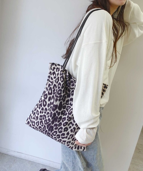 セール】【A4サイズ対応】フェイクスエードヒョウ柄トートバッグ