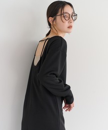 ボンジュールサガン　裾バルーン接触冷感ノースリワンピ　ブラック Bonjour Sagan（ボンジュールサガン） ワンピース 裾バルーン撥水