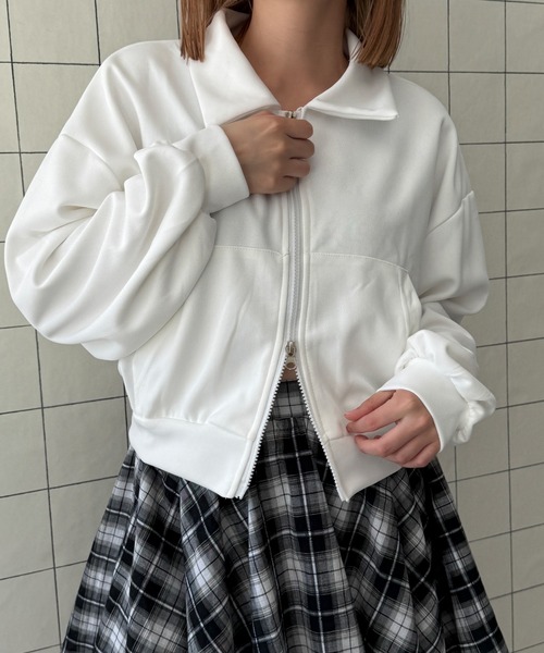 WOND(ウォンド)の「WOND/Wジップトップ(スウェット・レディース・杢グレー/ブラック/オフホワイト・FREE)」の2枚目の写真