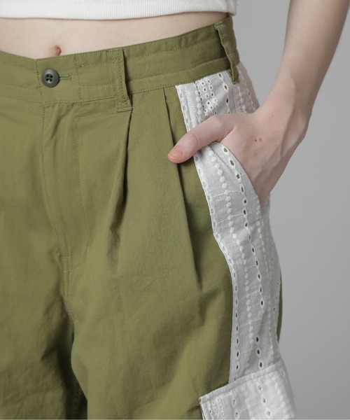 AVIREX Belle ホワイト リネン混紡 カーゴパンツ WEB LIMITED Belle LINE》LACE CARGO PANTS/レースカーゴパンツ